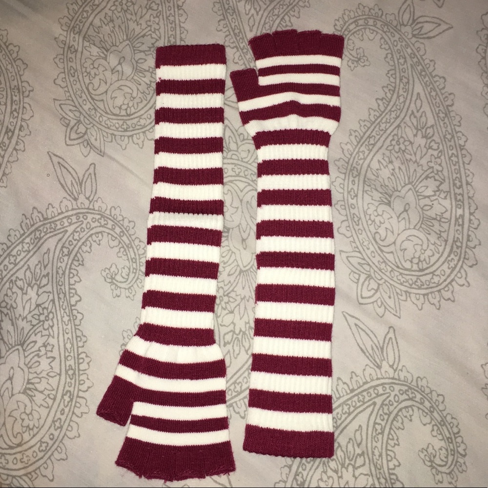 Red and White Striped Gloves